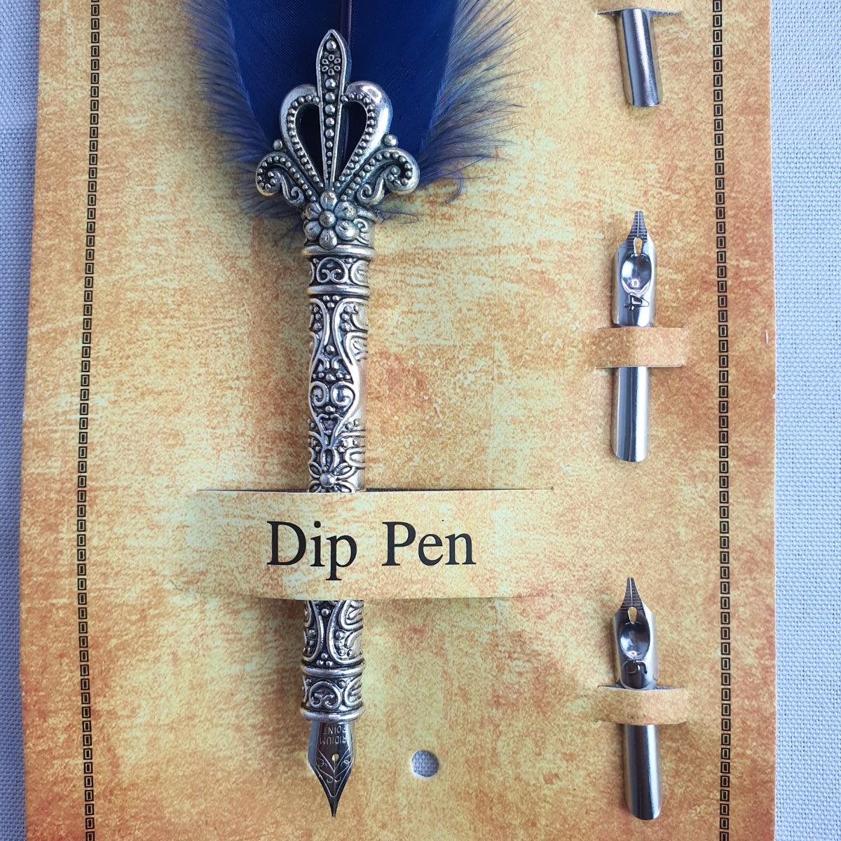 Caneta Tinteiro Simples Azul Com Ponta Dourada Caneta Tinteiro Simples Azul Com Ponta Dourada